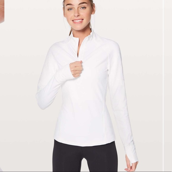 lululemon athletica Tops - Lululemon quarter zip white fleece tech sweatshirt 8